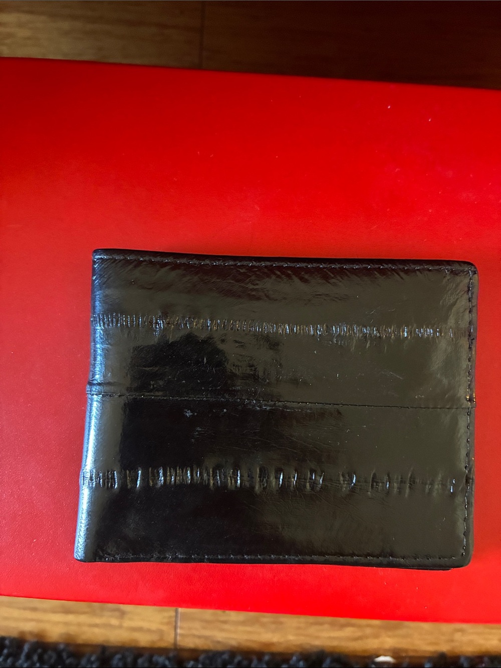 Black Leather Eel Skin Bifold Wallet - Classic Men’s Accessory NWOT